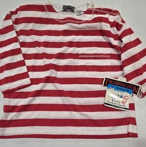 VINTAGE Red and White Striped Long Sleeve Women's Tee Size M NWT.
